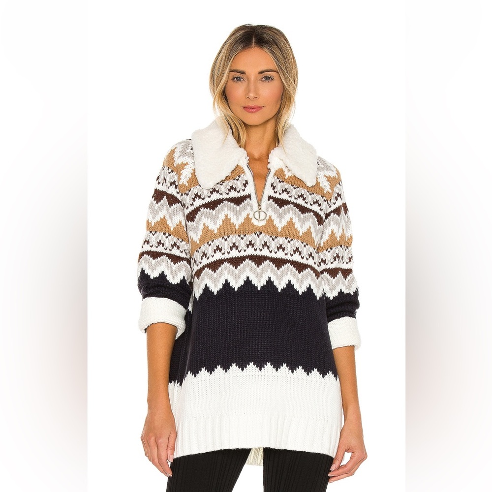NWT Show Me Your MuMu Sun Valley Pullover Fair Isle w/ Faux Sherpa Small